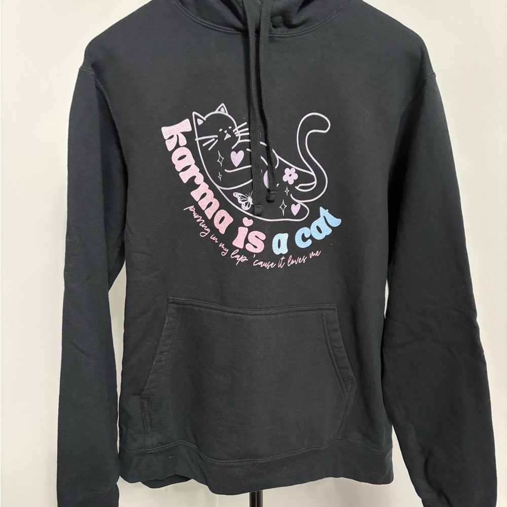Swiftie inspired "Karma is a Cat" Era Hoodie - Swiftie Midnights Merch size M - Picture 2 of 7